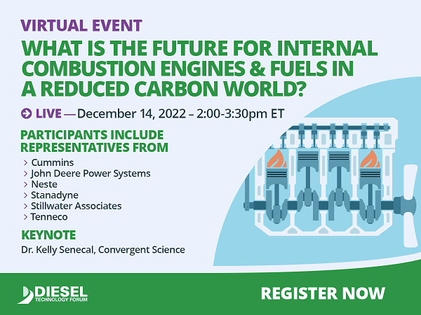 Online Event about the Future of Internal Combustion Engines & Fuels in a Reduced Carbon World Begins Wednesday